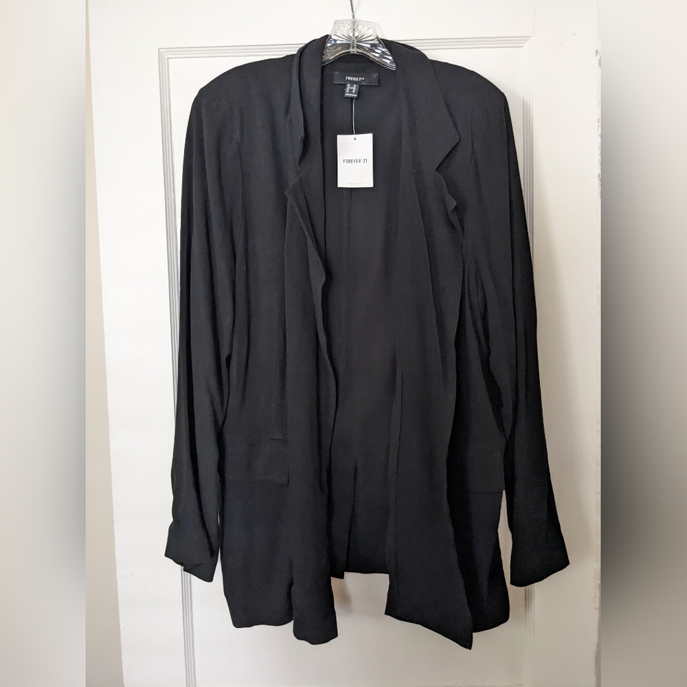 F21 Flowy Black Lightweight Blazer
